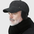 thumbnail image 2 of Men Winter Baseball Hat Long Brim Solid Color Windproof Cold Resistant Ear Protection With Earflap Cold Weather Father Outdoor Cap, 2 of 7