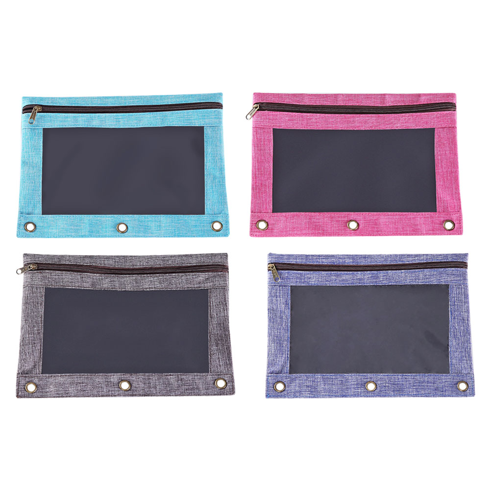Zipper Binder Pencil Bag Pockets Folder File Pouch Storage Zippered