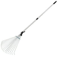 63in Adjustable Garden Leaf Rake 15 Teeth Expanding Stainless Steel Rake For Quick Clean Lawn Yard Garden with 7-21inch
