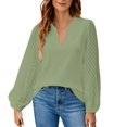 thumbnail image 2 of TODOZO Chiffon Tops for Women Flowy Tops for Women Womens Summer Tops Womens Casual Long Sleeve V Neck Shirts Flowy Business Work Blouses S Xxl Green Xl, 2 of 4