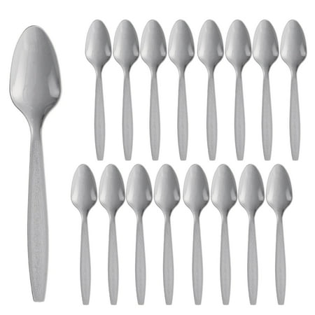 Party City Disposable Plastic Spoons, 16 Count (Silver) - Go Brightly Heavy Duty Classic Reuseable Plastic Spoons - Premium Party Supplies Cutlery