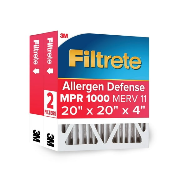 Filtrete 20x20x4 HVAC Furnace Air Filter, MPR 1000 MERV 11, Allergen Defense, 2 Pack