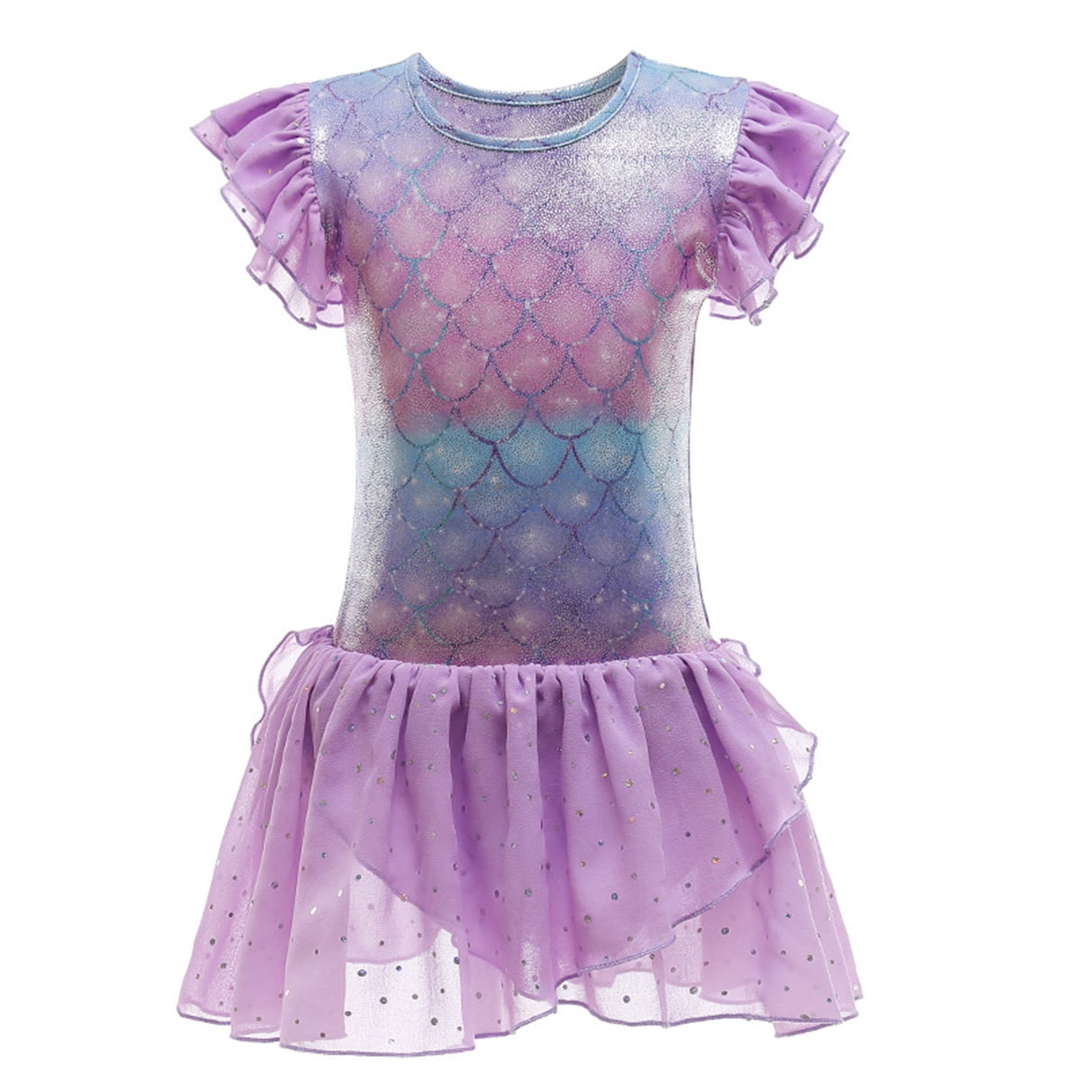 Long Sleeve Skirted Leotards for Girls Gymnastics Dance Dress Unicorn Mermaid Rainbow Skirts Skorts 