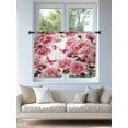 thumbnail image 4 of Sheer Curtains 54 Inch Length, Pink Roses Semi Sheer Curtains Light Filtering Window Treatment, Spring Floral Elegant Pastoral Butterfly Privacy Voile Drapes for Living Room Bedroom 52x54 Inch, 4 of 7
