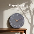 thumbnail image 4 of 14 Inch Gray Wall Clock Battery Operated Silent Non Ticking Modern Simple Minimalist Decorative for Kitchen Bedroom Office Living Room, 4 of 13