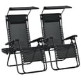 thumbnail image 1 of Outsunny 2 Piece Foldable Lounge Chair with Canopy Shade, Black, 1 of 10