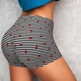 thumbnail image 4 of Fotbe Ladybugs on Black and White Striped Shorts Sin Costuras – Shorts Deportivos de Cintura Alta para Mujer, Elásticos para Gimnasio, Yoga, Running o Ciclismo-XX-Large, 4 of 8