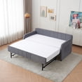 thumbnail image 6 of Twin Upholstered Daybed Frame with Trundle & Armrest, Twin Size Sofa Bed for Bedroom Living Room Guest Room, Wood Slat Support, Grey, 6 of 9