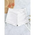 thumbnail image 4 of Women's V Cross High Waisted Swim Shorts Ruched Side Tie Boy Shorts Swimsuit Bottoms with Liner, 4 of 6