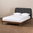 thumbnail image 3 of Baxton Studio Sadie Mid-Century Modern Dark Grey Fabric and Walnut Brown Finished Wood Full Size Platform Bed, 3 of 9