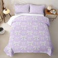 thumbnail image 2 of Erosebridal Cute Purple Ribbon Quilt Full for Boys Girls, Oil Printing Bow Full Bedspread Sets, 3 Pieces, 2 of 7