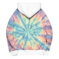 thumbnail image 4 of Tie Dye Shirt for Women Oversized Long Sleeved Hoodie Fall Winter Fashion Sweatshirt with Pockets Purple M, 4 of 5