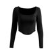 thumbnail image 1 of VISgogo Tops de Mujer, Camiseta de Punto de Color Sólido de Manga Larga con Cuello en U para Damas Jóvenes VISgogo moda, 1 of 9