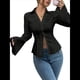 thumbnail image 2 of Camisas de Mujer con Botones, Blusas Informales de Larga A Rayas con Cuello, Blusas de Trabajo, Conjuntos Modernos Negro M, 2 of 7