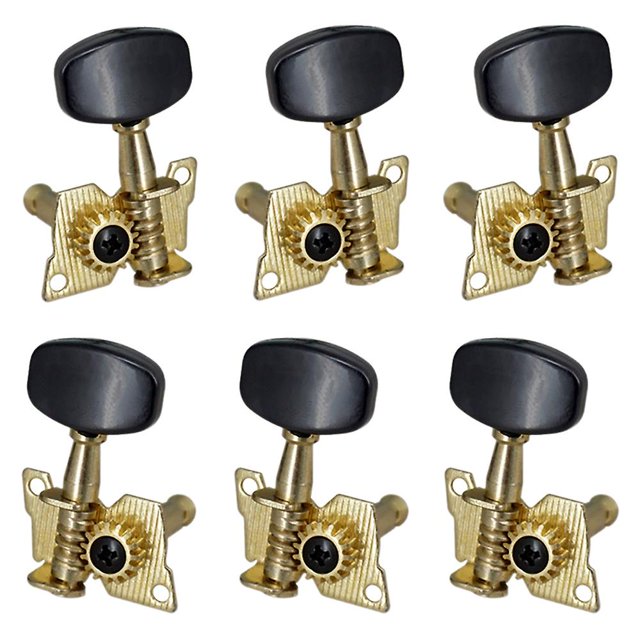 6 piezas de clavija de afinación de guitarra popular acústica dorada dorada + negra Afortunado Sencillez