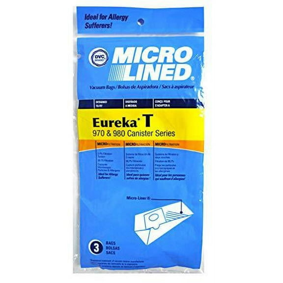 DVC Micro Lined Compatible with Eureka T 970 and 980 Canister Series Vacuum Bags