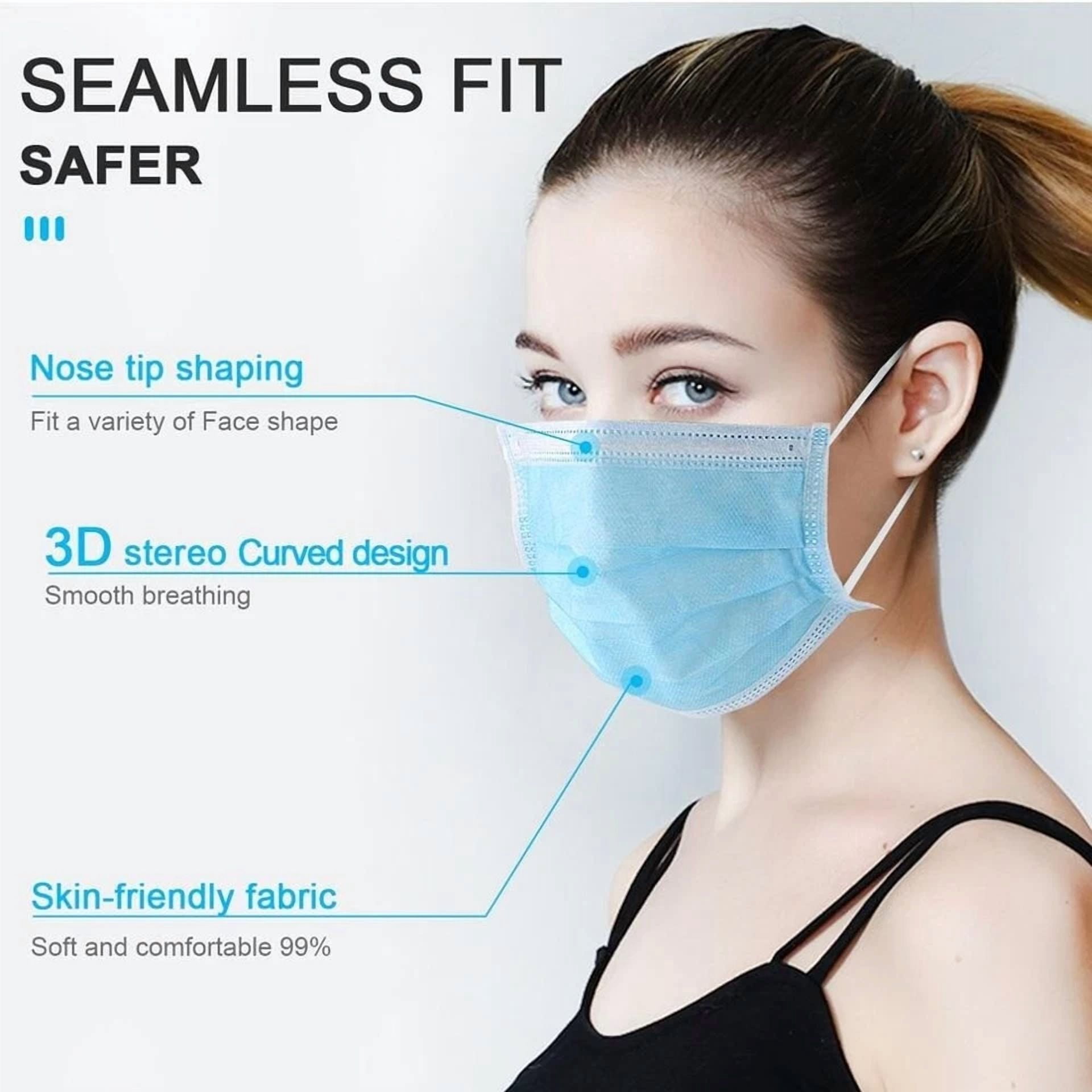 CRESTIN- 100 Face Masks Disposable Filter Protective 3 Ply Surgical Mask Elastic Earloop