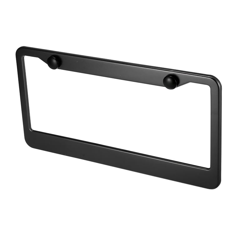 2pcs Aluminum Alloy License Plate Frame Cover 2 Hole for Car Front Rear  License Plate Holder with Screws Caps Black