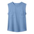 thumbnail image 4 of WRFWUL Womens Cotton Linen Tank Tops Crewneck Sleeveless Double Pocket Blouses Casual Loose Fit Summer Beach Vacation Shirts, 4 of 7