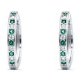 thumbnail image 3 of Blue Apple Co. Minimalist Huggie Hoop Women Earrings Simulated Green Emerald 925 Sterling Silver, 3 of 5