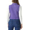 thumbnail image 3 of Chaleco sin mangas de mezclilla lavado para mujer INSPIRE CHIC con botones y bolsillos morado S, 3 of 6