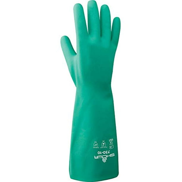 SHOWA 730 Nitrile Cotton Flocklined Chemical Resistant Glove, Large