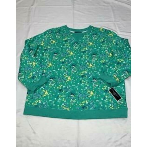 MSRP $22 Karen Scott Plus Size Printed Sweatshirt Green Size 1X