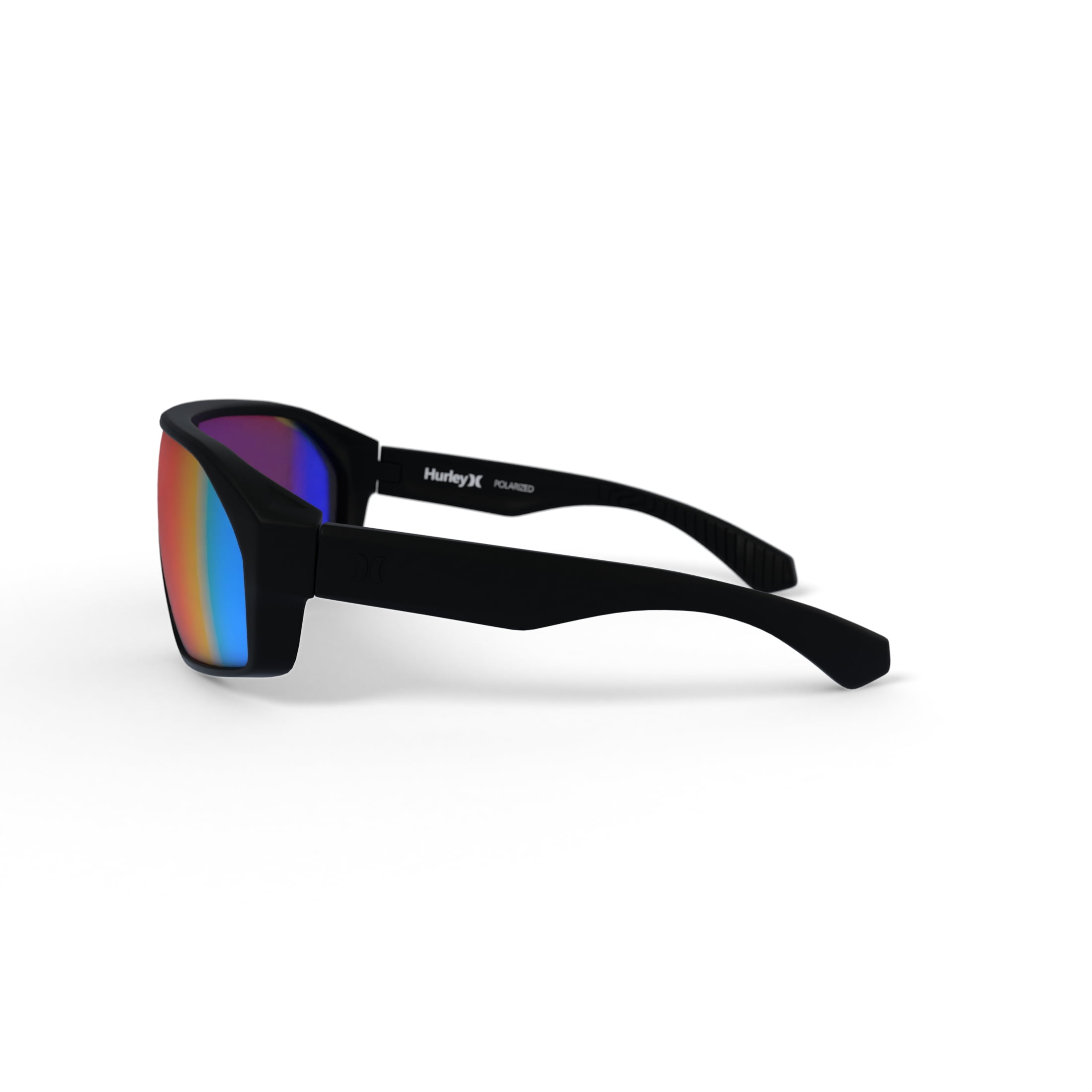 Hurley Scar HSM1017PS Shield Sunglasses Matte Black Frame Red