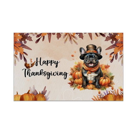 Happy Thanksgiving French Bulldog Welcome Thankful Fall Autumn Pumpkin Doormat Dog Lover Gifts Indoor Outdoor Welcome Mat - 02021