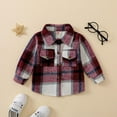 thumbnail image 3 of URMAGIC Little Kids Toddler Baby Boy Girl Shirt Jacket Plaid Long Sleeve Button Down Fall Flannel Shacket Coat Tops 6 Months- 5 Years, 3 of 8