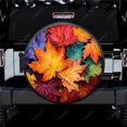 thumbnail image 1 of Vibrant Colorful Autumn Leaves Polyester Universal Spare Wheel Tire Cover Wheel Covers for Trailer RV SUV Truck Camper, 1 of 5