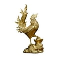 thumbnail image 2 of Figura de gallo, estatua de gallo, artesanía coleccionable, adorno, regalo de cumpleaños, pollo Dorado, 2 of 9