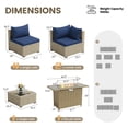 thumbnail image 6 of POTEBAN Outdoor Patio Furniture Set with Fire Pit Table, 8 Piece Outdoor Sectional Sofas, All-Weather Wicker Patio Conversation Set for Garden, Navy Blue, 6 of 9