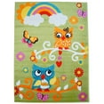thumbnail image 1 of Ladole Rugs Adorable Cute Durable Soft Modern Moda Collection Kids Area Rug Carpet with Owls Theme in Green, 5'2" x 7'3" (160cm x 220cm), 1 of 4