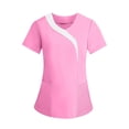 thumbnail image 2 of Yxbdin Scrubs Tops for Women Trendy Color Block Nurse Working Uniforms Short Sleeve V Neck Tunic Medical Nursing Shirts Scrubs Shirt with Pockets Blue XL, 2 of 8