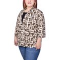 thumbnail image 2 of Plus Size Puff Print 3/4 Sleeve Two-Fer Top, 2 of 3