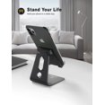thumbnail image 2 of Support de Téléphone Intelligent Ajustable, base Antidérapante en Aluminium pour Bureau, compatible avec iPhone 12 11 Pro X TP Max XR, Samsung Galaxy Note S20 S10 S8 A71, Accessoires de Bureau, Téléphone Intelligent 4-8 Pouces - Noir, 2 of 7