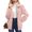 Pink, variant on Women Embossed Grid Zip Up Jacket Stand Collar Loose Plush Teddy Coats