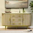 thumbnail image 2 of 59 Inch Farmhouse Fluted Sideboard Buffet, Large Credenza Media Console with 6 Drawers and 2 Sliding Doors for Living Room & Kitchen Storage, 2 of 9