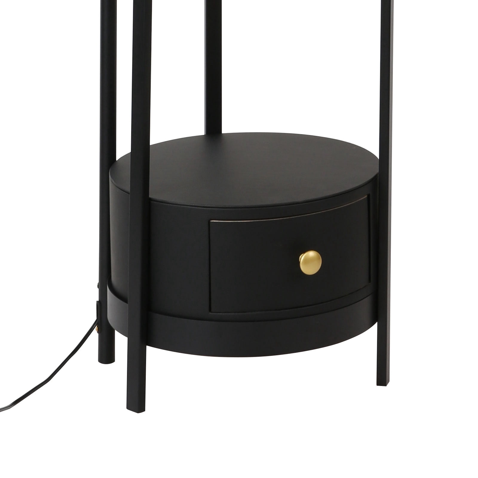 Wildnix Black and Gold Floor Lamp with Round Table, Modern Arched Design, E26 Bulb Support, Foot Switch, Ideal for Living Room & Bedroom