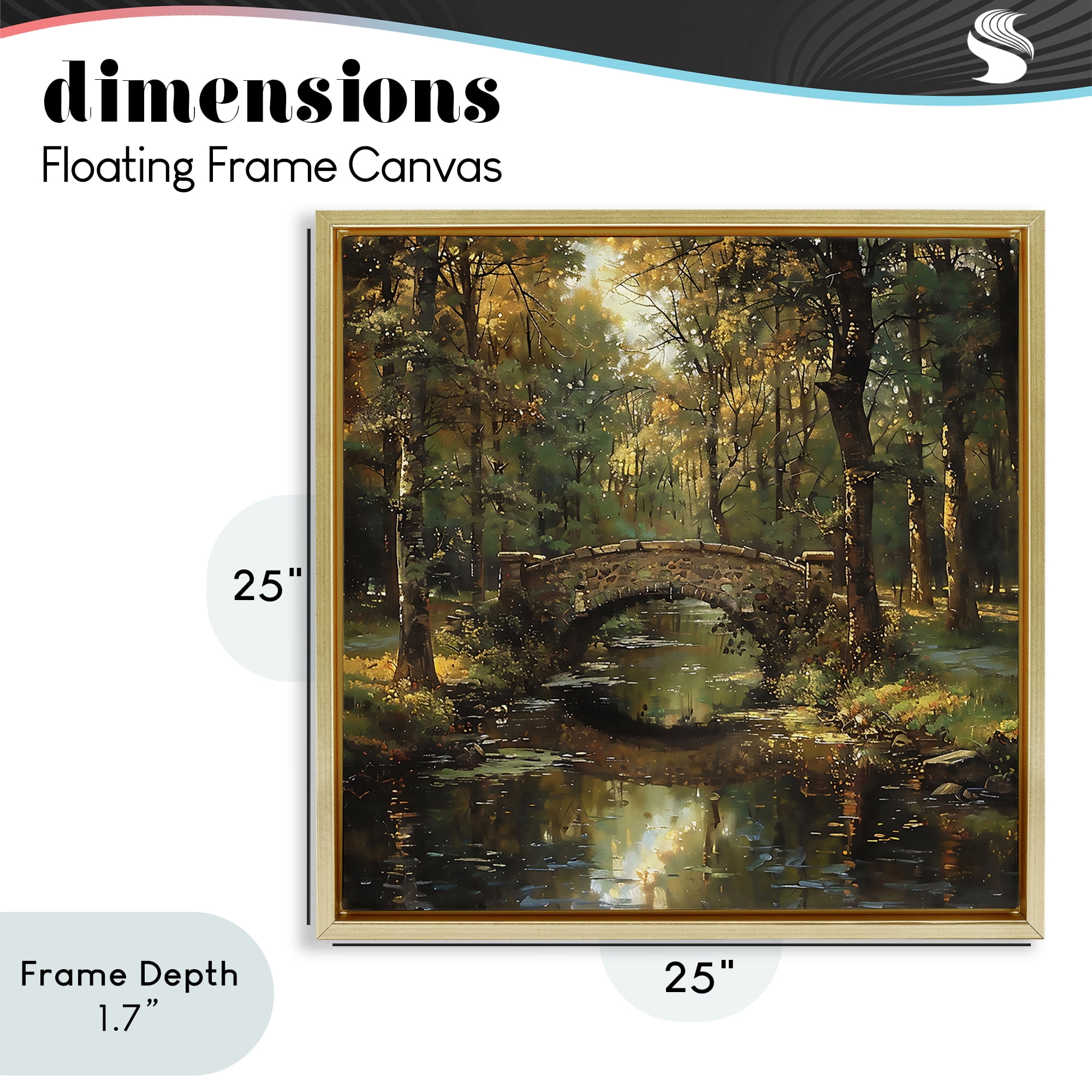 Stupell Industries Forest Bridge in Autumn Light Gold Framed Floater Canvas Wall Art, design by Creative Studio
