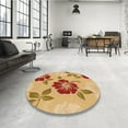 thumbnail image 4 of Ahgly Company Machine Washable Indoor Round Transitional Yellow Orange Area Rugs, 5' Round, 4 of 7
