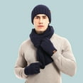thumbnail image 4 of Winter Hats Scarf for Men Windproof Knitted Warm Men's Scaves and Beanie Hat Themal Gloves Set with Woolen Yarn Lined, 4 of 8