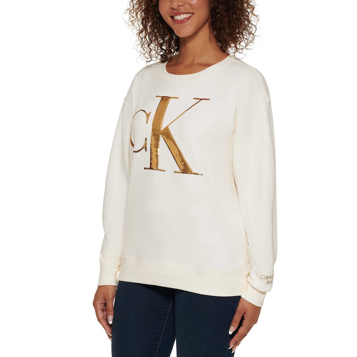 Calvin Klein Jeans CK Sequin Logo Sweatshirt Pullover - Walmart.com