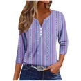 thumbnail image 2 of Fiudx Camisas de Mujer Blusa de Manga 3/4 Corta Estampada a La Moda para Mujer, Blusa Informal con Cuello Redondo, 2 of 5