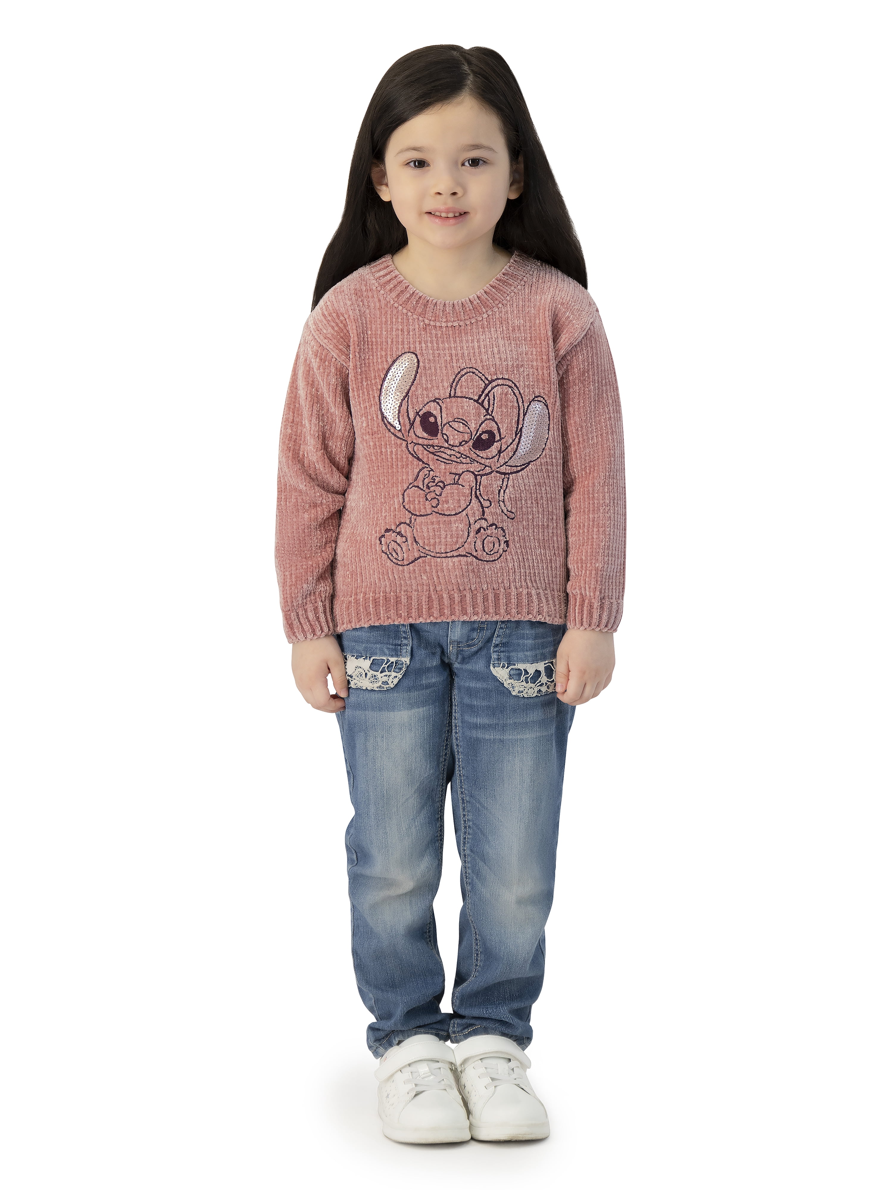 Lilo & Stitch Toddler Girls Chenille Sweater, Sizes 12 Months - 5T