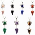 thumbnail image 2 of HOOUN Hexagonal Cone Pendulum Natural Crystal Pointed Pendant Necklace-Tiger Eye, 2 of 5