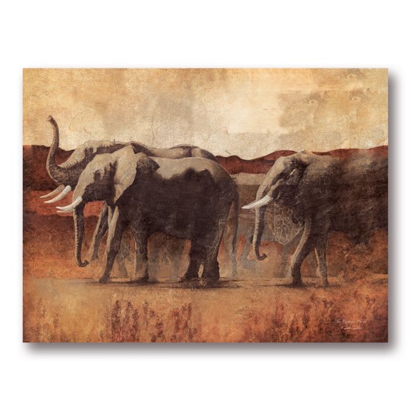 Gango Home Decor Tropical The Elephant March by Dee Dee (Printed on Paper); One 16x12in Unframed Paper Poster