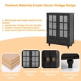 thumbnail image 3 of Minimalist Modern Wooden Buffet Storage Sideboard Cabinet Credenza Cupboard with Double Glass Doors Drawer for Living Room, Dining Room, Hallway Entryway, 28x15x36 Inches (Black), 3 of 7