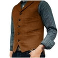 thumbnail image 2 of Timoontee Men's Vintage Suit Vest Casual Comfy Waistcoat Sleeveless V-Neck Jacket Vest Solid Button Down Vest Fall Fashion Vest Orange XXL, 2 of 7